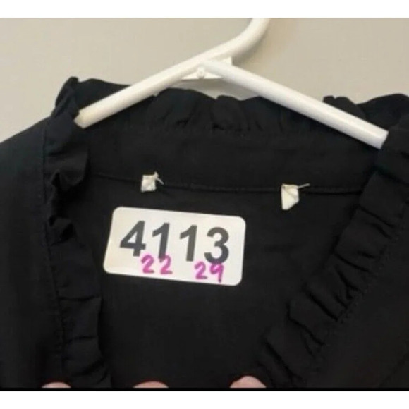 Andree Women’s Black Embroidered L Floral Top Western Peasant Retro Embroidered - Picture 7 of 8